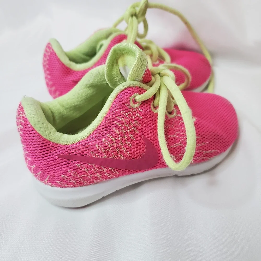 Nike Shoes Toddler Size 5c Flex Athletic Running Sneakers 725072-600 Pink‎ Green